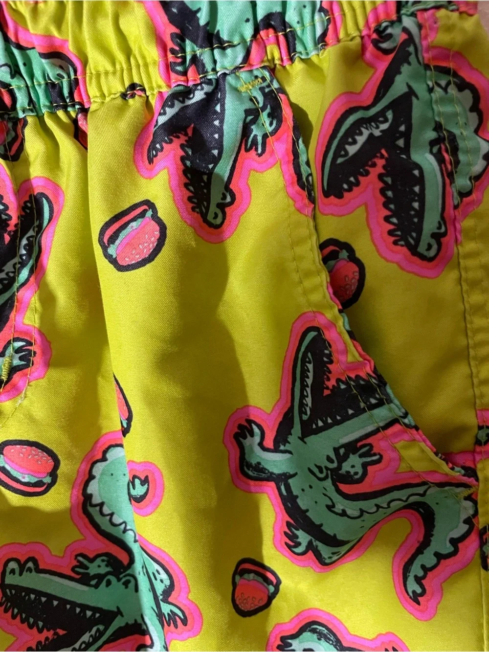 Cat & Jack Neon Lime and Teal Octopus Print Swim Trunks